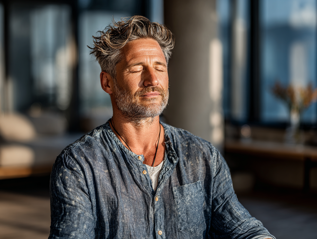 Чоловік середнього віку в спортивному залі